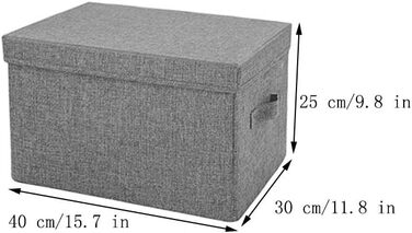 Складні декоративні ящики для зберігання з кришками - Набір з 2 шт. - Тканинні кошики для зберігання для полиць - Органайзер для шафи Дитячі кошики - Сірий