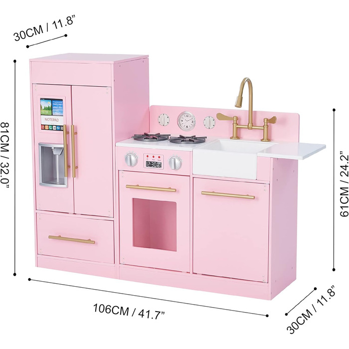 Рожева дитяча кухня Ігрова кухня Дитяча ігрова кухня Дерев&39яна кухня Teamson Kids TD-12302P