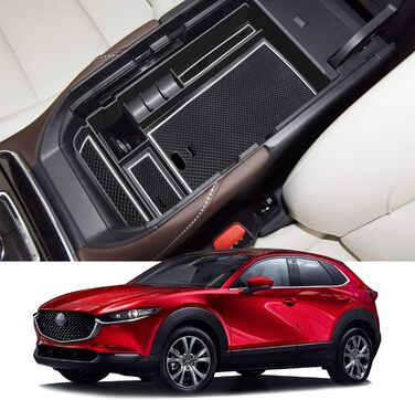 Сумісний з Mazda CX-30 Ящик для зберігання на центральній консолі, Органайзер CX-30 Лоток Центральний підлокітник Бардачок, Ящик для зберігання аксесуарів CX-30 (Білий)