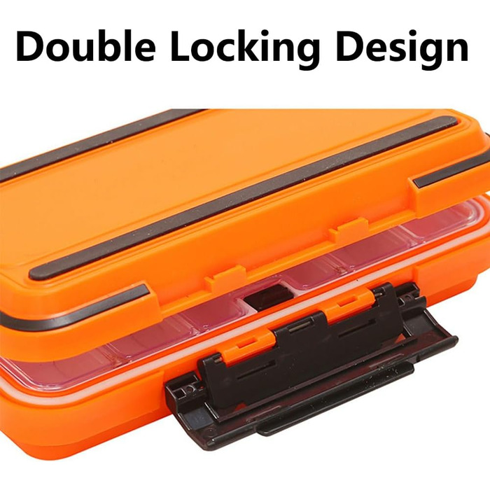 Коробка для рибальських снастей, водонепроникний органайзер для рибальських аксесуарів з подвійною застібкою для рибальських гачків, ювелірних намистин, сережок, ключів, 2 шт. и (великий помаранчевий великий сірий)