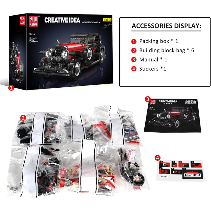 Високотехнологічна модель автомобіля, дитяча розвиваюча іграшка, подарунок на день народження для дітей, 10114 Technic Vintage Mod