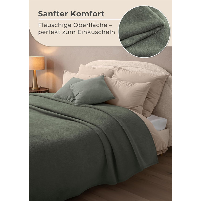 Преміум бавовняна ковдра 150x200 см - Oeko-TEX 100 - М&39яка ковдра з бавовняної суміші - Ковдра як плед, ковдра на диван та ковдра на дивані - Затишна та тепла бавовняна ковдра (темно-зелена) 150x200 см темно-зелена