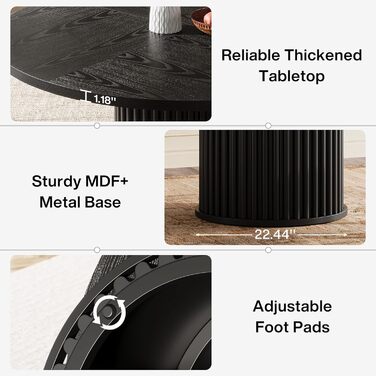 Круглий обідній стіл Tribesigns, 120 см, чорний обідній стіл для 4 осіб, обідній стіл з міцним металевим каркасом, сучасні меблі для їдальні