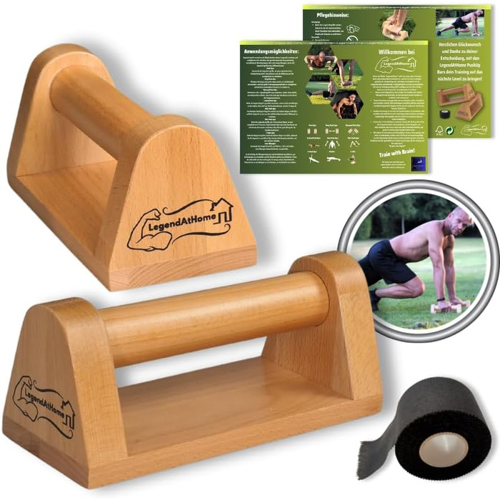 Ручки для віджимань 2 шт. в упаковці з бука стабільні та безпечні для суглобів паралельні частини для віджимань, калістеніки, віджимань та фітнес-тренувань нековзні та портативні, бук, маленькі