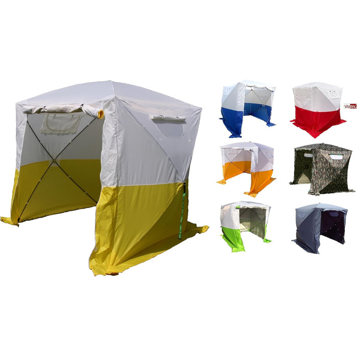 Монтажний намет, намет для будівельного майданчика, розміри 1,90 x 1,90 x 2,00 м, водонепроникний, стійкий до атмосферних впливів, швидкозбиральний, виготовлений з поліестеру, зелено-білий, для використання на вулиці та роботи, від німецького виробника з 