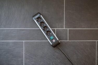 Розеткова планка Brennenstuhl Premium-Alu-Line 4-роздільна/розеткова планка з високоякісного алюмінію (розетка на кілька розеток з
