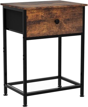 Набір з 2 тумбочек, Бічний столик з тканинними шухлядами, Тумбочка з 2 полицями, Тумбочка для спальні, Вітальні, Індустріальний стиль, 40 x 30 x 55 см Вінтажний коричневий EHET03SDBR