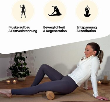 Набір для фасцій OVATIME з корку - фасційний валик 30 см x 10 см, Duoball 15 см x 7 см, фасційний м&39яч 6 см x 6 см - оптимальна підготовка до навантаження, сприяє швидкій регенерації, запобігає фасціальним спайкам