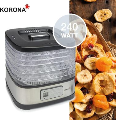 Дегідратор з формою для мюслі 5 рівнів Сушить фрукти, м'ясо, рибу, зелень Таймер 8-72 години Силіконова форма для батончиків мюслі Не містить бісфенолу А Світлодіодний дисплей, 57011