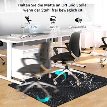 Захисний килимок для офісних стільців 90x120 см - Розкішний килимок для офісних стільців з принтом для паркету та твердих підлог, універсальний килимок для офісного крісла для дому та офісу (Чорний, 90 x 120 см) 90 x 120 см Чорний