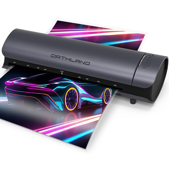 Ламінатор Orthland A3, ламінатор з 30 ламінуючими пакетами для документів A3, A4, A5, A6, ламінатор 9-в-1 з різаком для паперу та закруглювачем кутів, гарячий та холодний ламінатор для офісу, школи та дому, документи, фотографії, сірий