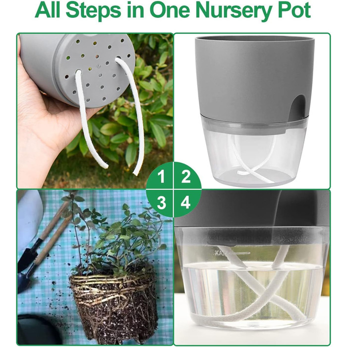 Горщик для квітів з системою поливу, горщик для трав кухонний набір підвіконня самополиваючий-5er Набір трав'яний сад для кухні, 1