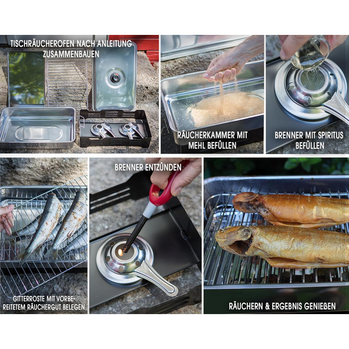 Піч Angel-Berger Deluxe з аксесуарами Коптильня з нержавіючої сталі Коптильня з коптильним борошном Розчин для копчення Інструкції