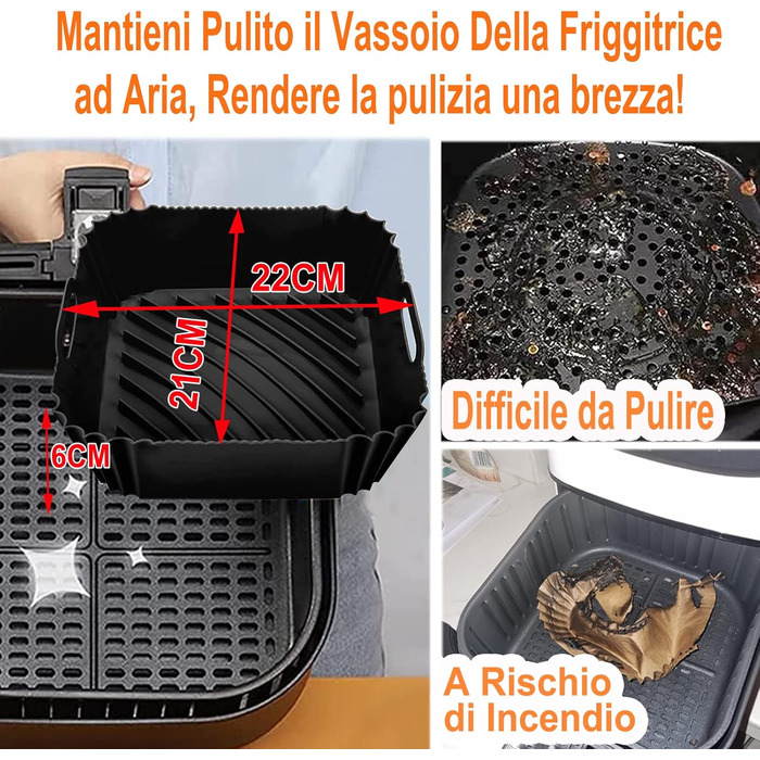 Аксесуари для фритюрниці 22 см Набір із 13 предметів, аксесуари для квадратної фритюрниці з антипригарним покриттям без бісфенолу А з силіконовою формою, сумісні з COSORI Princess Innsky Uten KLAMER Tefal 5.5 л, 5.6 л 6.5 л фритюрниці Фритюрниця