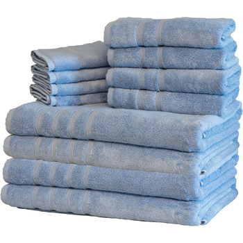 Набір розкішних турецьких рушників Mosobam, XL, 35 x 70 см, 16 x 30 см, 13 x 13 см, Allure Blue, 700 г/м, бамбукова віскоза та еге