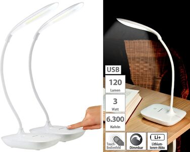 Лампа PEARL Gooseneck набір з 2 настільних ламп Gooseneck, 3 Вт COB LED і акумуляторна батарея, USB (USB-світло, бездротова світлодіодна настільна лампа, батарея настільної лампи)