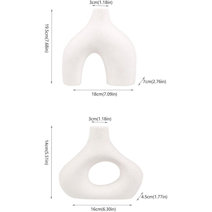 Вази Декор керамічна ваза білі квіткові вази набір з 2 матових ваз для пампаси трав'яна кімната вітальня сучасний домашній декор естетичний нейтральний бохо скандинавський мінімалізм стиль ваза