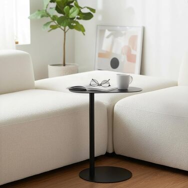 Металевий журнальний столик Spetebo, овальний, матово-чорний - 35 x 25 см - Журнальний столик у стилі бістро - Стіл для вітальні, декоративний столик, підставка для рослин, телефонний столик, столик для зберігання речей, декоративний столик у вигляді стоя