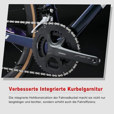 Шосейний/гравійний велосипед 28 дюймів з карбоновою рамою та вилкою, дисковими гальмами Shimano 22 швидкості, карбоновим кермом та підсідельним штирем для чоловіків та жінок, червоний, 53 см