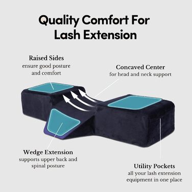 Подушка для вій - косметична подушка з піною з ефектом пам&39яті та оксамитовою наволочкою, подушка для нарощування вій з додатковим нахилом для комфортної підтримки шиї та спини.