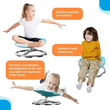 Сенсорний обертовий стілець для дітей, обертовий стілець на 360 з тренуванням рівноваги, сприяє координації та рівновазі, сенсорна іграшка для хлопчиків та дівчаток, ідеально підходить для дітей з аутизмом, синій