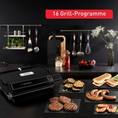 Контактний гриль Tefal OptiGrill Elite XL, 16 програм, Цифровий дисплей з індикатором рівня приготування, Знімні пластини XL, Електрогриль, Чорний, GC760812