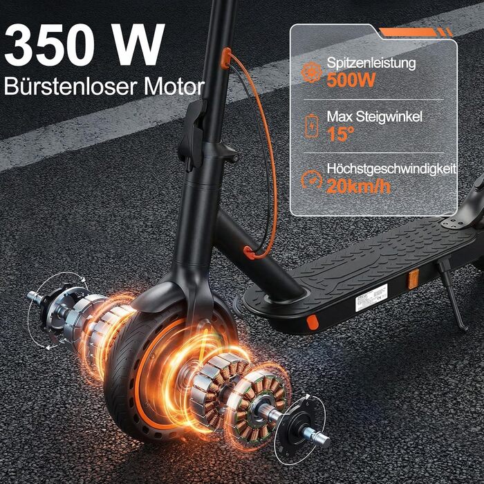 Електросамокат TODIMART серії T з допуском до дорожнього руху, запас ходу 30 км, двигун 350 Вт, стільникові шини 8,5 дюймів, подвійна гальмівна система. Електросамокат для дорослих T3 ABE (30-35 км)