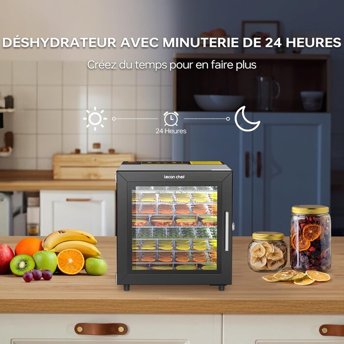 Дегідратор з нержавіючої сталі 8 лотків дегідратора з нержавіючої сталі Дегідратор 35C - 90C Дегідратор Сушарка для їжі 700 Вт з таймером на 24 години