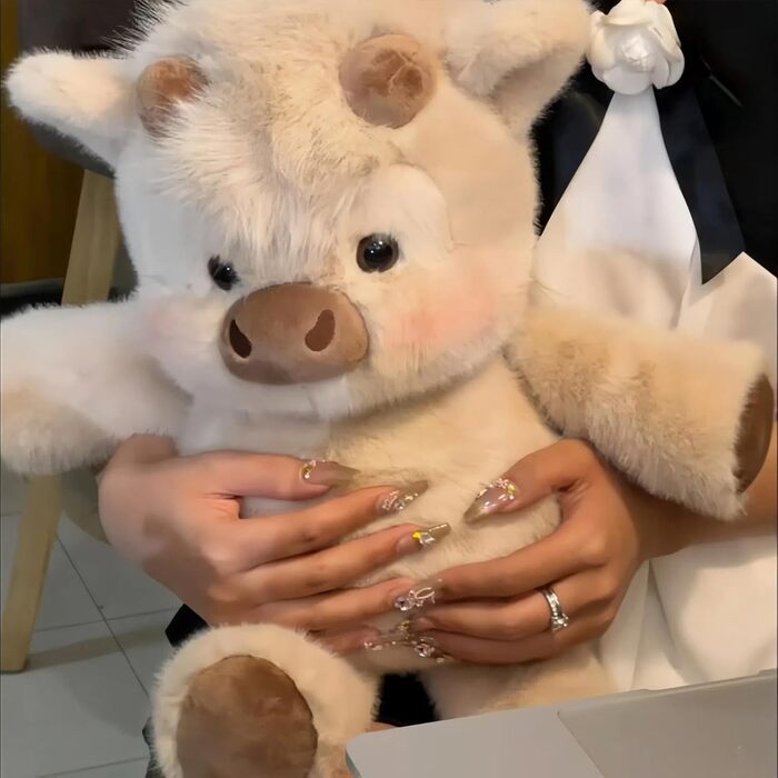 М’яка іграшка корівка Generisch 45 см бежева