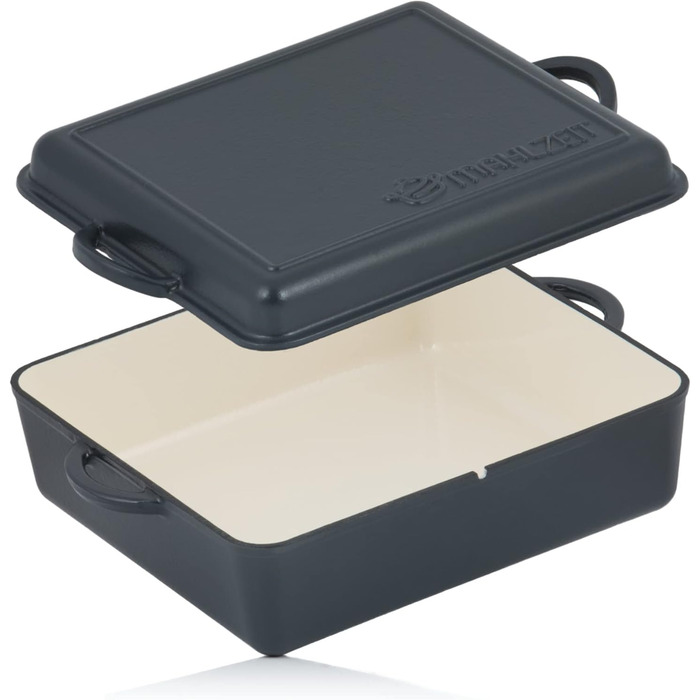 Чавунна емальована жаровня Mahlzeit 10,5 л Blue Berry жаровня 2в1 зі сковородою жаровня з кришкою, безпечна для духовки, емальован