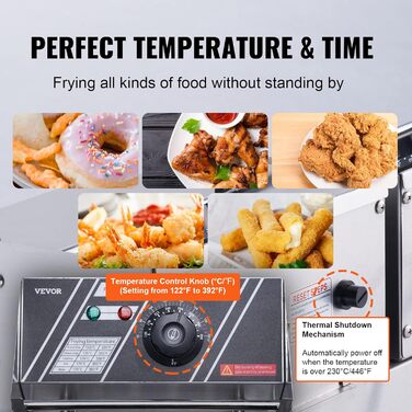 Електрична фритюрниця VEVOR з нержавіючої сталі 24 л, фритюрниця з подвійним баком 1500 Вт 1500 Вт, в т.ч. 2 кошики для смаження, 2 кришки, комерційна фритюрниця для ресторанів, кафе, закусочних