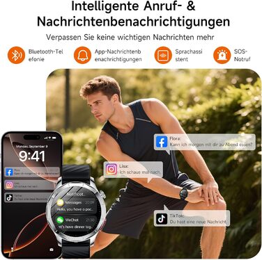 Новий смарт-годинник 2026 року для чоловіків з ЕКГ/ВСР/монітором батареї/ІМТ/сечовою кислотою, 1,43-дюймовий AMOLED-годинник для здоров&39я з 24-годинним зворотним тиском, SpO2, апное, монітором сну, екстреним викликом SOS, фітнес-годинник для Android/iOS