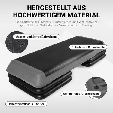 Професійна степ-дошка з постером з вправами БЕЗКОШТОВНИЙ додаток для тренувань Студійний степпер з регульованою висотою в 3 положеннях