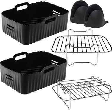 Аксесуари для аерофритюрниці, Аксесуари для фритюрниці з силіконовою формою для Ninja Foodi AF300EU 7.6 л, Cecotec LLIVEKIT 9 Л, PARIS RHNE 9.5 Л та інші аксесуари для двозонної фритюрниці, аксесуари для фритюрниці, 5 шт.