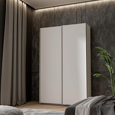 Біла багатофункціональна шафа, сучасна, 2-дверна з полицями, шафа з розсувними дверима, вішалка для пальто, дерев&39яний композит, матово-білий колір, 120 см завширшки x 42 см завглибшки x 190,5 см заввишки. Біла матова багатофункціональна шафа, окремий б