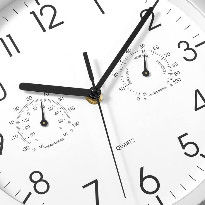 Настінний годинник Foxtop з індикатором температури і вологості Сучасний без цокання Безшумний годинник для кухні вітальні ванної