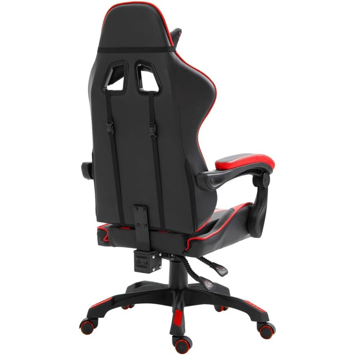 Ігрове крісло Owox, чорно-червоне, зі штучної шкіри, 61,5 x 68 x 115-122 см, регульована висота, ергономічне, для домашнього офісу, 61,5 x 68 x (115 - 122) см (Д x Ш x В), червоне