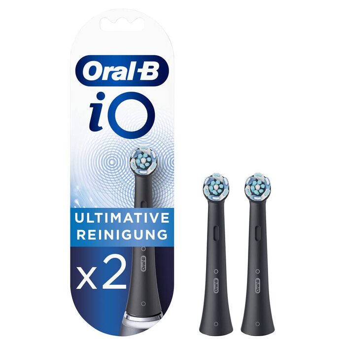 Щітки для чищення Oral-B iO Ultimate для електричної зубної щітки, 2 шт. и, Ultimate Tooth Cleaning з технологією iO, Насадка для зубних щіток Oral-B, чорна чорна 2 шт. и (1 упаковка)