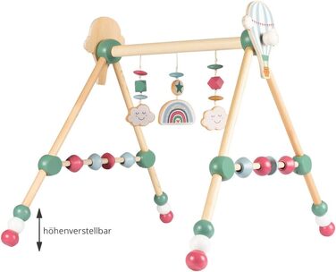 Регулюється по висоті, ігрова арка для немовлят, різнокольорові тварини, кільця і м'ячі, з дерева, дитячі іграшки