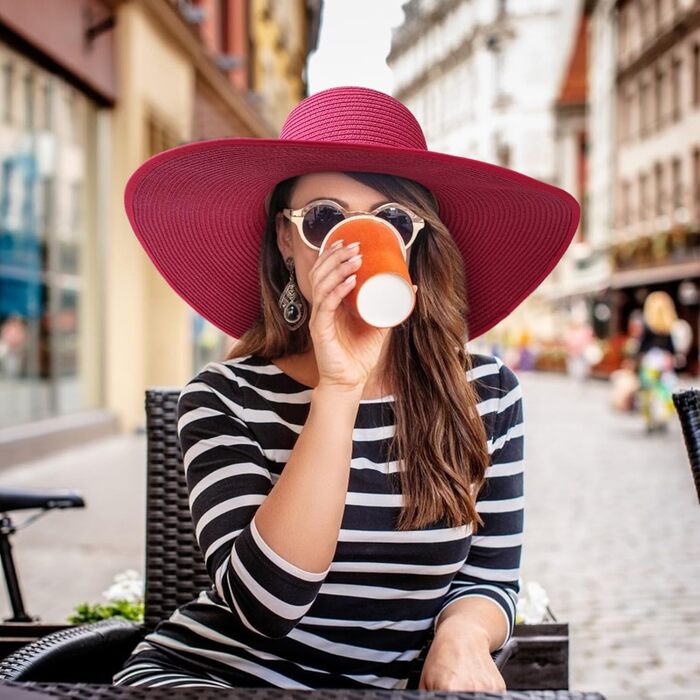 Жіночий солом&39яний капелюх із широкими полями, складний захисний пляжний капелюх, елегантний літній капелюх, сонцезахисні капелюхи UPF 50, один розмір, , великий бантик, солом&39яний капелюх темно-рожевий