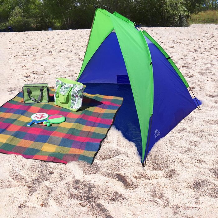 Пляжний навіс Lido із захистом від ультрафіолету 40, приблизно 2,7 x 1,2 x 1,2 м, легкий та компактний для транспортування, ідеально підходить для пляжу, відкритого басейну, саду та відпустки, зелений, 40321 -