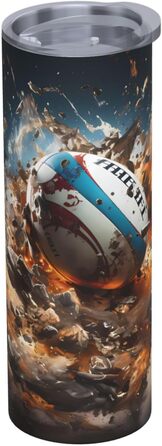 Кружка з прямою трубочкою, дизайн Регбі у вогні, з принтом, підходить для кемпінгу, офісу та дому, 590 мл