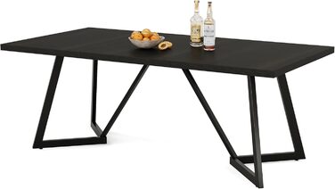 Обідній стіл Tribesigns 180 см для 6-8 осіб, сучасний обідній стіл з металевим каркасом, прямокутний кухонний стіл для їдальні вдома (чорний)