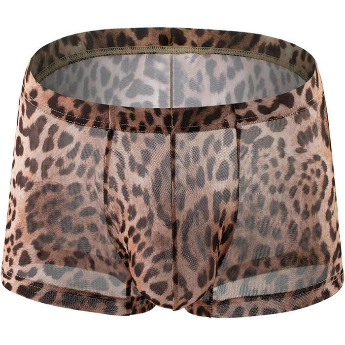 Чоловічі боксерські шорти з леопардовим принтом ohyeahlady, сексуальна спідня білизна для чоловіків, прозорі труси, еротична білизна, великі розміри, кумедні труси, спідня білизна з опуклим карманом, дихаючі труси, великі розміри XL, леопардовий принт