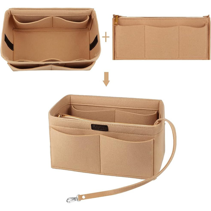Органайзер для сумочки, органайзер для фетрової сумки, органайзер для сумки в сумці Внутрішні кишені органайзер для сумочки зі зні