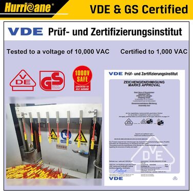 Набір викруток HURRICANE 13 предметів, ізольований 1000 В, Cr-V з магнітними наконечниками. 4 плоскі, 2 хрестоподібні, 2 Pozidriv, 3 Torx-біти, 1 індикатор напруги та 1 ручка. Ідеально підходить для професійного ремонту.
