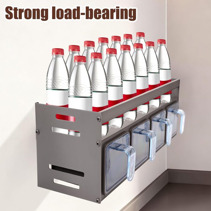 Підставка для спецій з банками для спецій, окремостояча та настінна підставка для спецій, банки для спецій з полицею, підвісна підставка для спецій (не потребує свердління) з 4 коробками для спецій, тонкий металевий органайзер для спецій на кухонну стільн