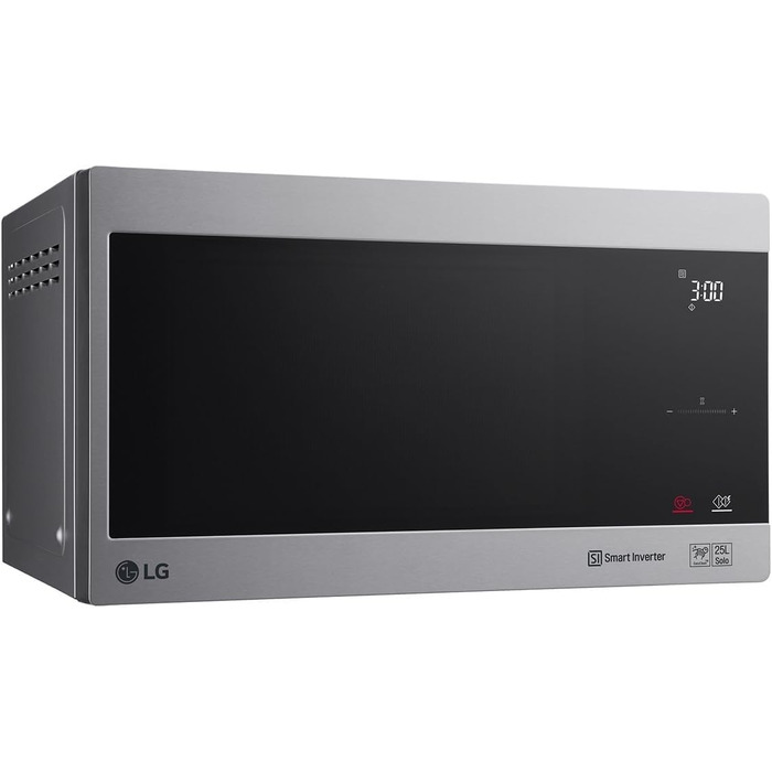 Мікрохвильова піч LG MS2595CIS з технологією Smart Inverter, ємність 25 літрів, 1000 Вт, автоматичні програми, регульовані рівні потужності та функція EasyClean, мікрохвильова піч Silver Solo з нержавіючої сталі Silver 2