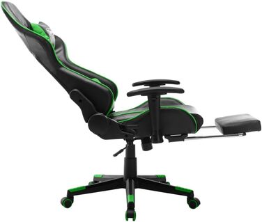 Геймерське крісло, офісне крісло, з підставкою для ніг, чорно-зелене, штучна шкіра