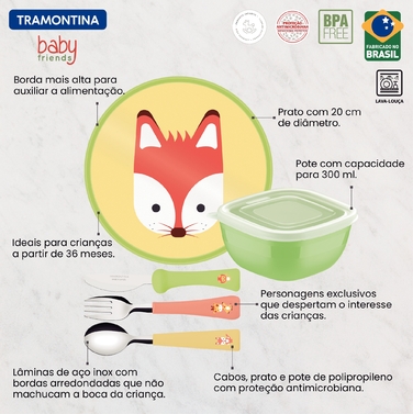 Набір дитячого посуду Tramontina Baby Friends, 5 предметів (6710900)